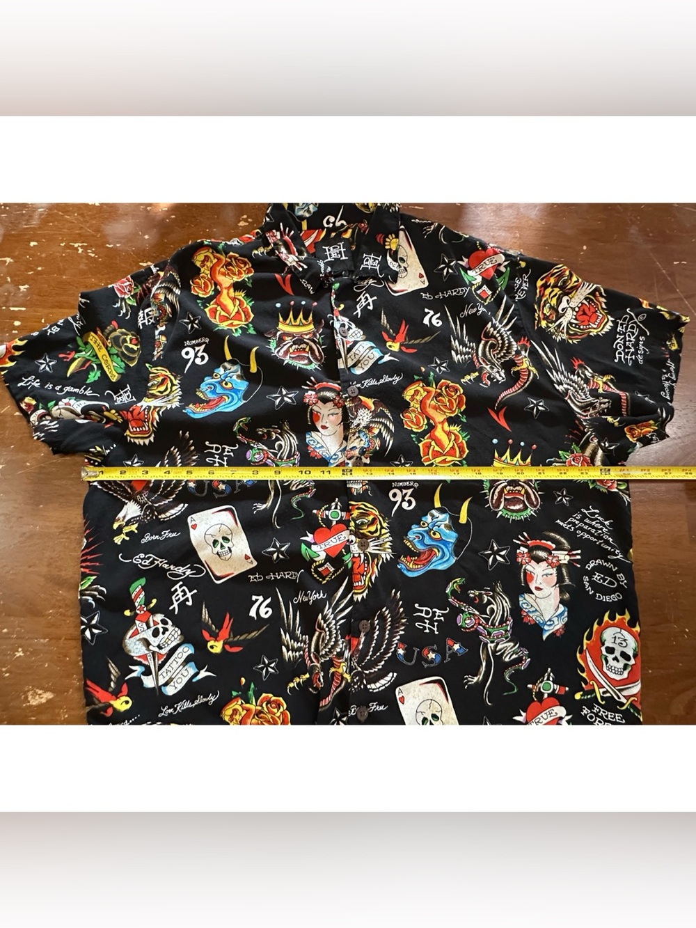 Ed Hardy Black Flashboard Camp Shirt Size XL - Picture 6 of 9